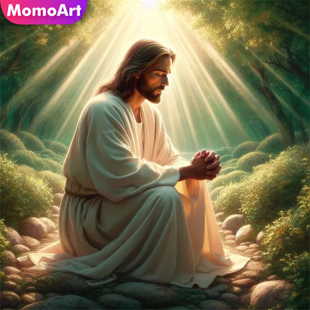 Embroidery Jesus - Momoart urso diamante mosaico animal redondo