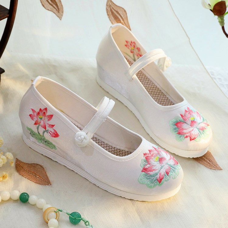 Embroidery Print - 2026 feminino branco & verde lótus