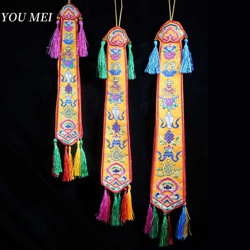 Embroidery Handicraft - Oito bandeiras auspiciosas feitas à mão
