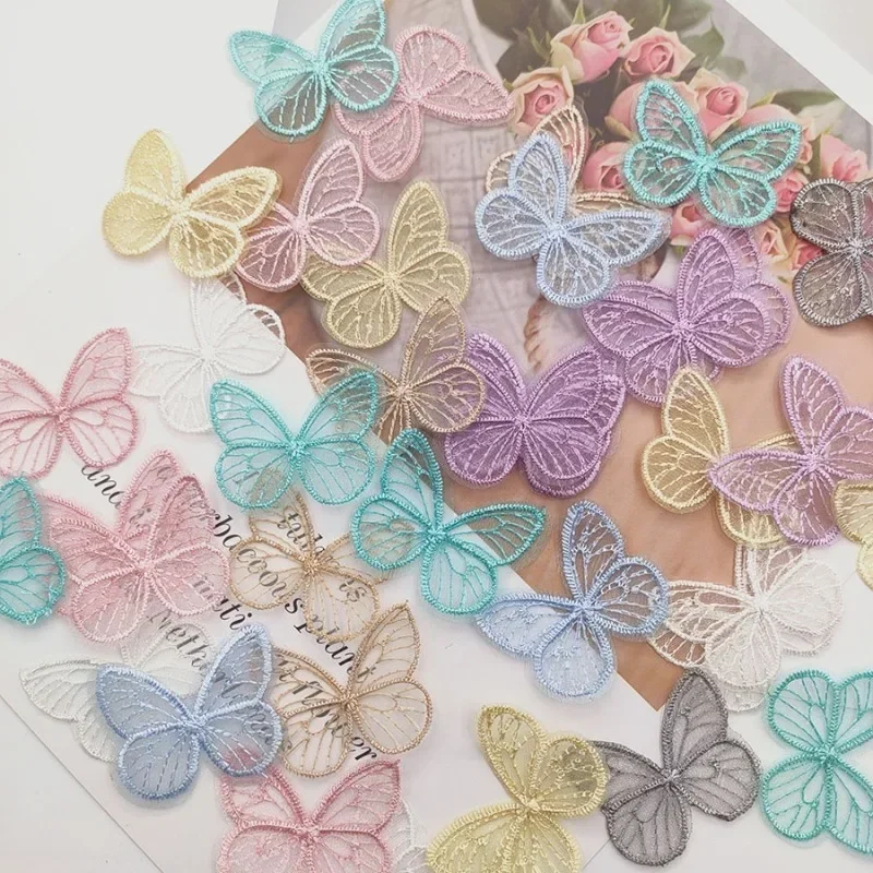 Embroidery Web - 20 Pçs/lote 4.5*3.5cm Malha Bordada Borboleta