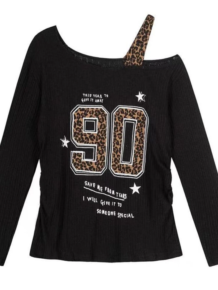 Embroidery Print - Camiseta Feminina Y2K com Estampa de