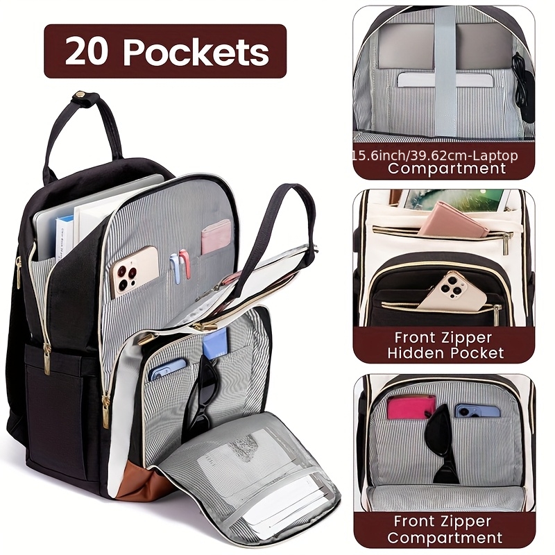 Embroidery Bag - Mochila Feminina Bicolor para Laptop, Resistente