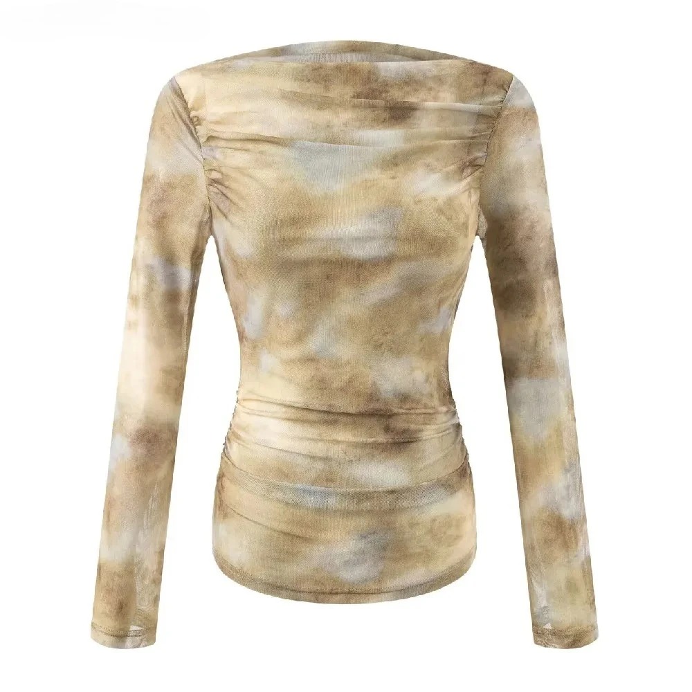 Embroidery Print - Camiseta Feminina 2025 com Estampa Tie-Dye