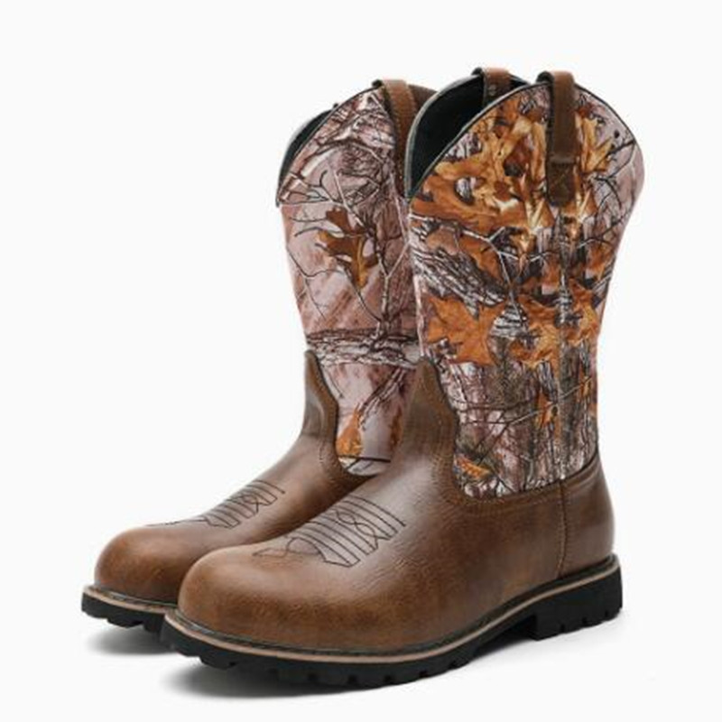 Embroidery Print - Botas Masculinas Clássicas de Couro com