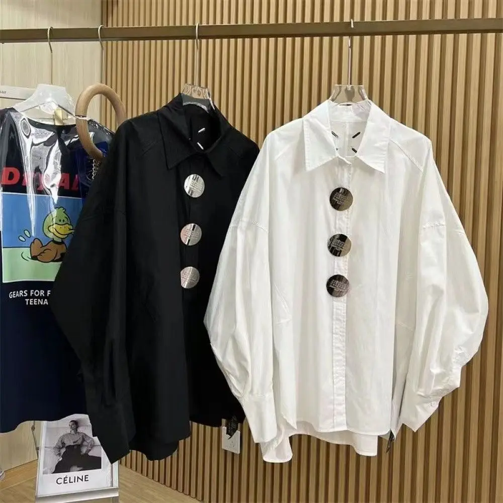 Embroidery Uniforms - Camisa polo monocromática para mulheres, botão