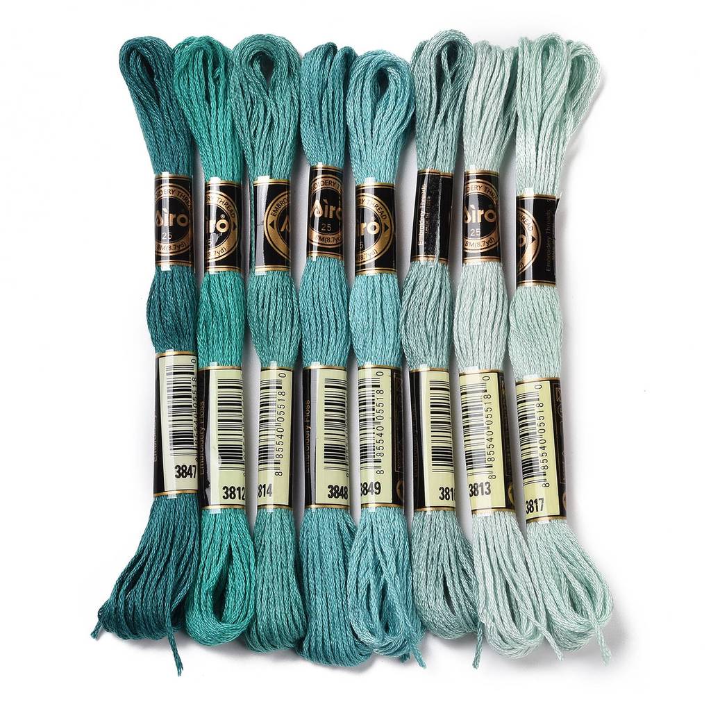Embroidery Beads - 1 Conjunto com 8 Meadas de