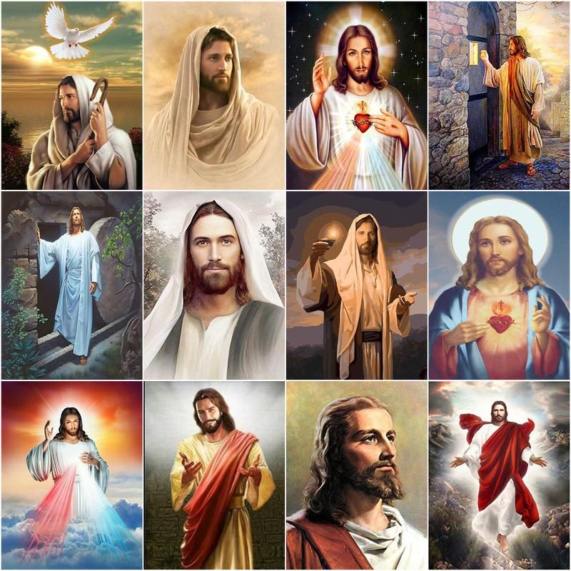 Embroidery Jesus - Chenistory broca completa quadrado redondo diamante