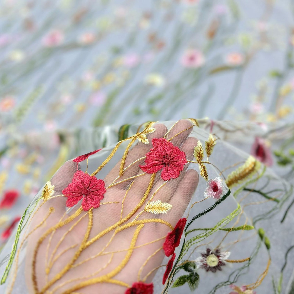 Tecido de renda de planta aquá - Embroidery Web avaliação e preço
