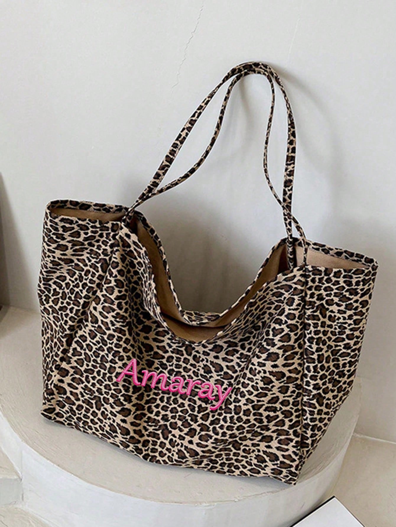Bolsa tote com estampa de leop - Embroidery Gift Ideas avaliação e preço