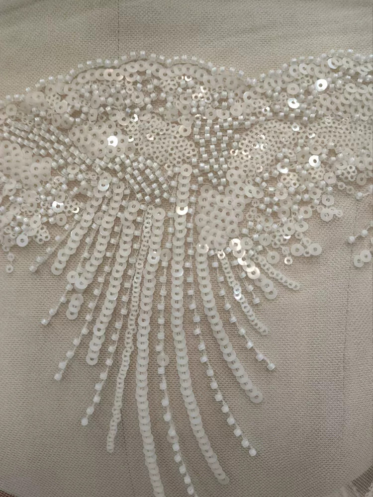 Tecido de malha macia com bord - Embroidery Beads avaliação e preço